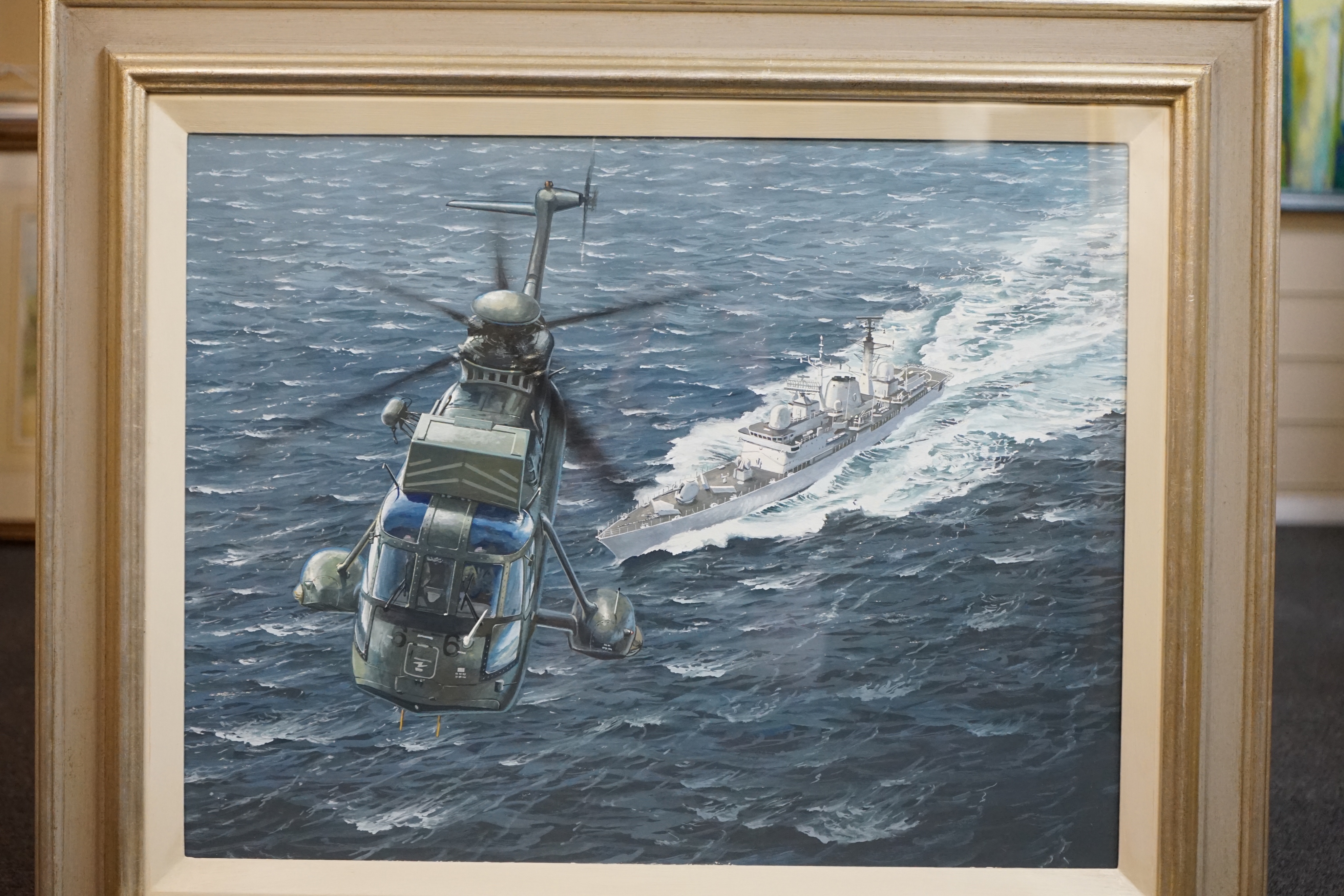 Geoff Hunt PPRSMA (1948-2008), 'Combined Operations', gouache on board, 44 x 57cm